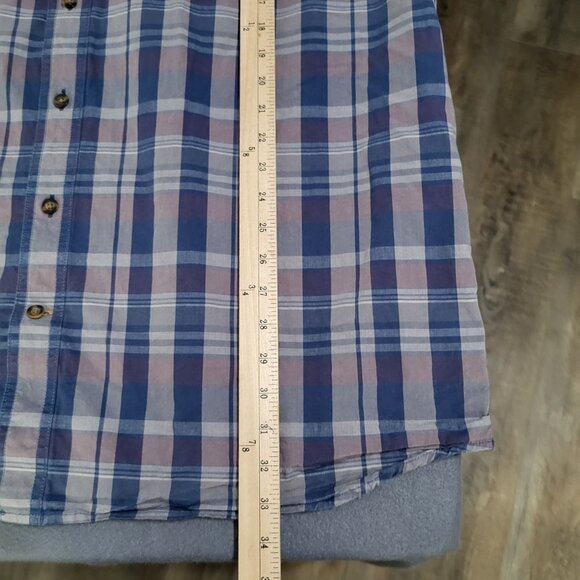 CARHARTT Men's 2XL Tall Plaid Long Sleeved Shirt Relaxed Fit Blue - Picture 7 of 9